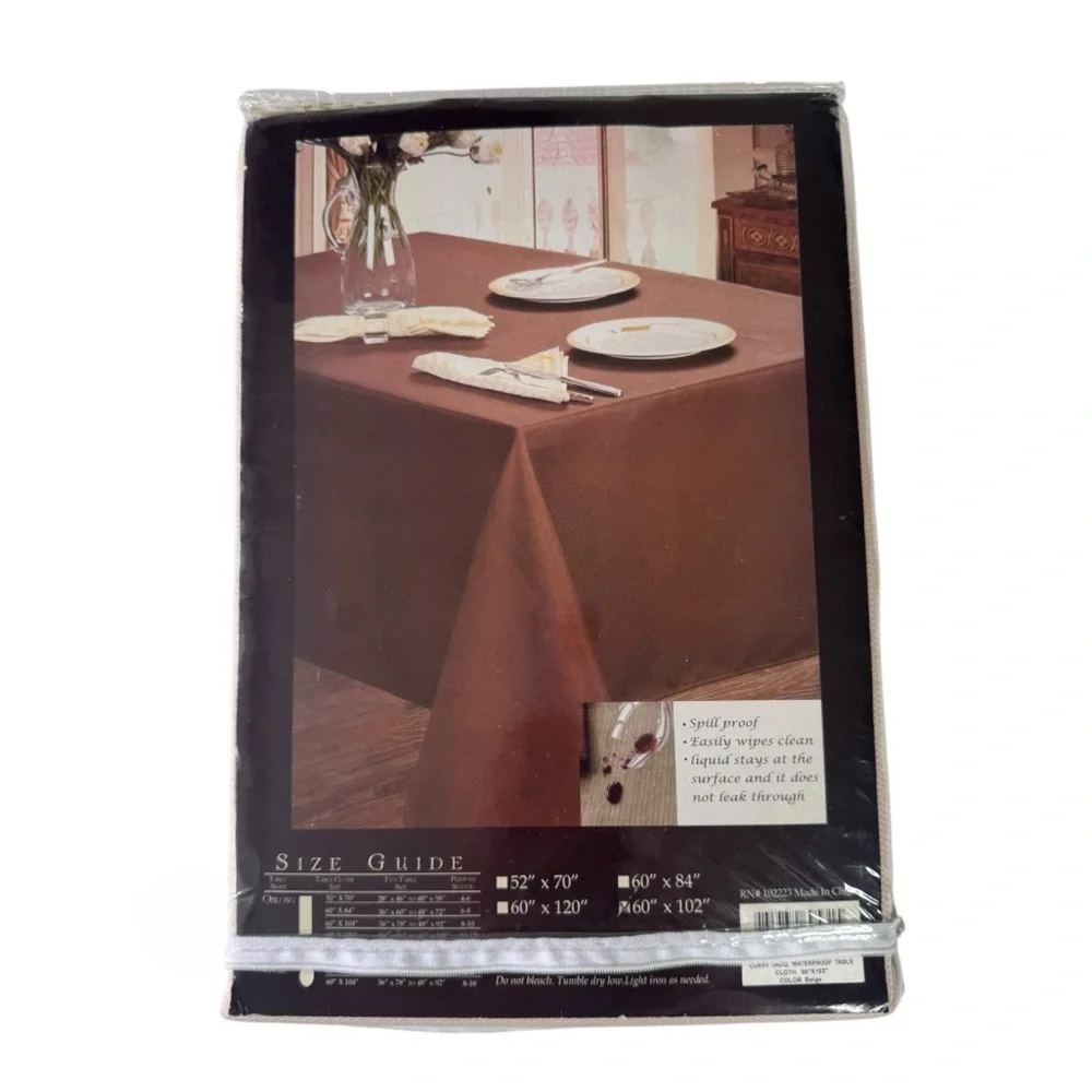 Victoria Classics Oblong Curry Tablecloth Beige 60” x 102”